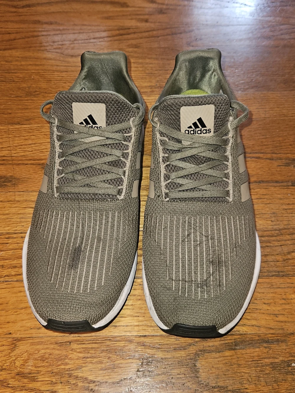 adidas Olive Green Knit Sneakers with White Midsole